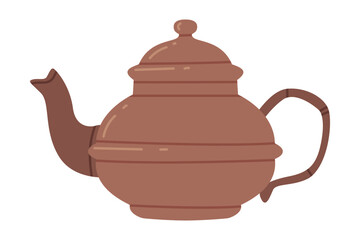Ceramic Teapot for Brewing Tea as Traditional Istanbul Symbol Vector Illustration