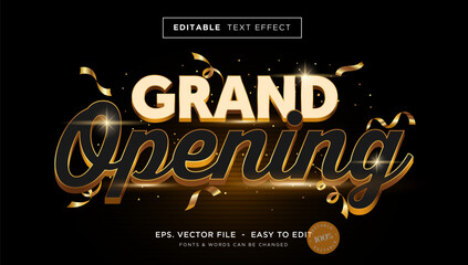 Golden grand opening, glossy editable text effect