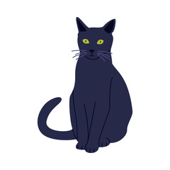 Black Cat as Traditional Istanbul Symbol Vector Illustration