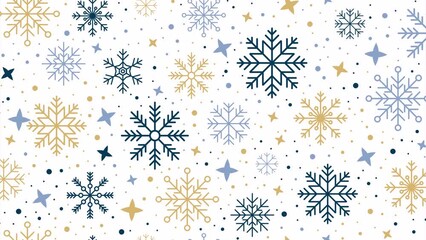 Winter background with animated snowflakes. Pattern with snowflakes. Winter snow background. Seamless and looped animation