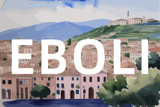 Eboli: Beautiful painting of an Italian village with the name Eboli in Campania
