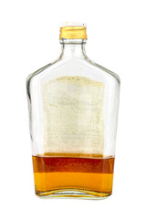 bottle liqueur wine glass isolated on white background