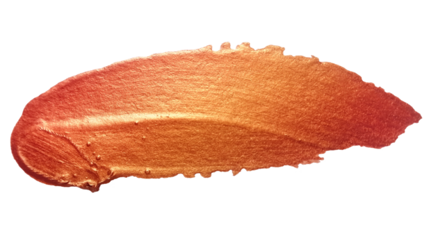 Gold paint brush stroke isolated on white background. Golden glitter texture. Acrylic paint on white background with clipping path