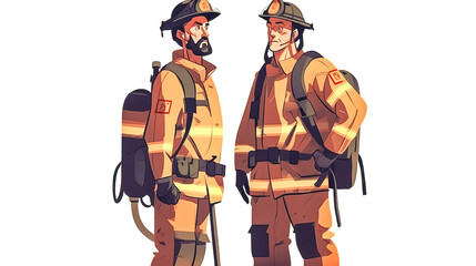 Illustration with couple of firefighters, generative AI. Generative AI