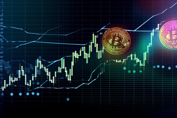 Digital money movement chart with crypto bearish market