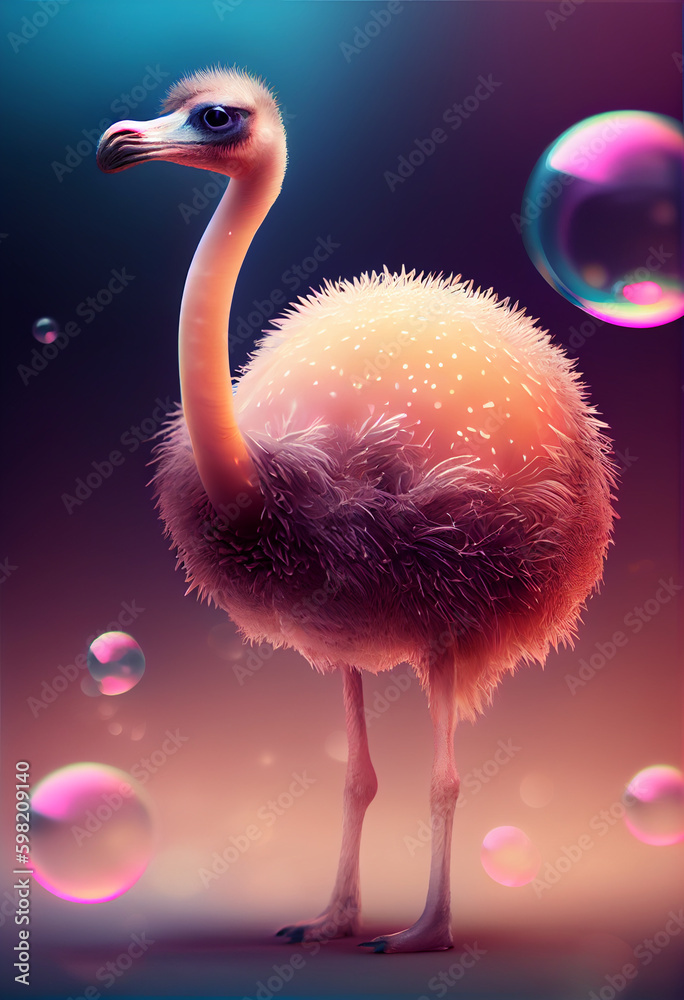 Aufkleber beautiful abstract bird ostrich from smooth elegant transparent fabric concept, contemporary on brig