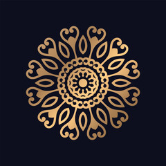 Single Gold Color Islamic Pattern Mandala Design Background Vector.