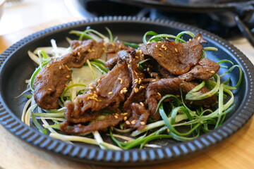 Bulgogi is a Korean meat dish. It is a dish made by slicing lean meat such as beef, seasoning it, and then grilling it over an open fire. It is considered one of the national dishes of Korea.