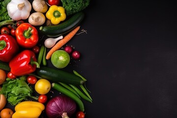 Fototapeta na wymiar Vegetables wooden board, ingredients of food,Ai Generative