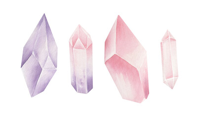 Watercolor set of crystal.