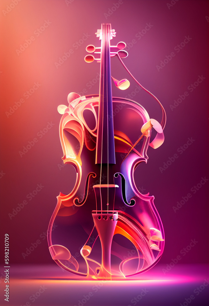 Aufkleber Beautiful abstract Viola concept, contemporary on bright bokeh background 3d pink and peach colors. Generative AI technology.
