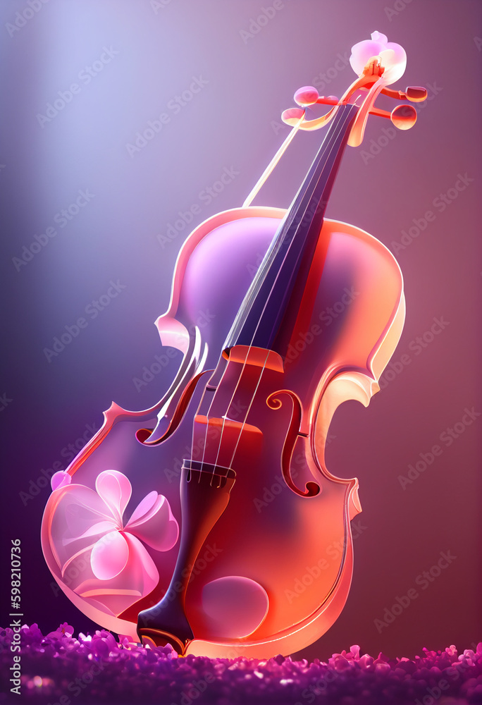 Aufkleber Beautiful abstract Viola concept, contemporary on bright bokeh background 3d pink and peach colors. Generative AI technology.
