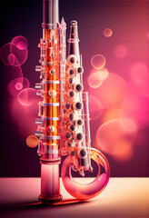 Fototapeta na wymiar Beautiful abstract Bassoon concept, contemporary on bright bokeh background 3d pink and peach colors. Generative AI technology. 