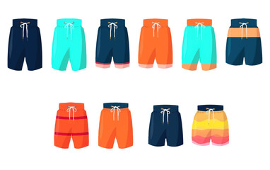 ui set vector illustration of colorful male beach wear isolated on white background Generative AI