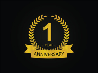 1th golden anniversary logo. with ring and ribbon.