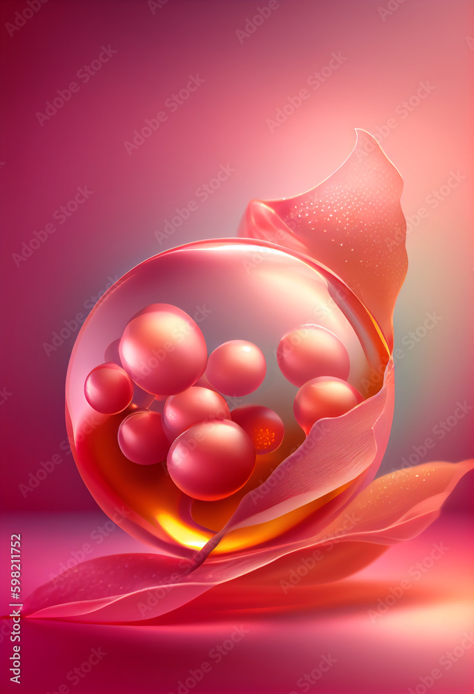 Aufkleber beautiful abstract raspberry concept, contemporary on bright bokeh background 3d pink and peach colo