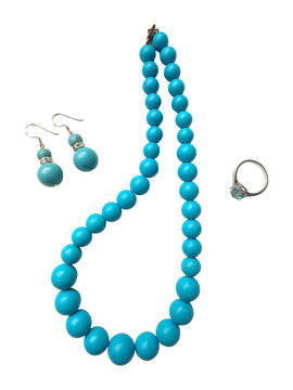 Blue Gemstones Jewelry set isolated on transparency png file