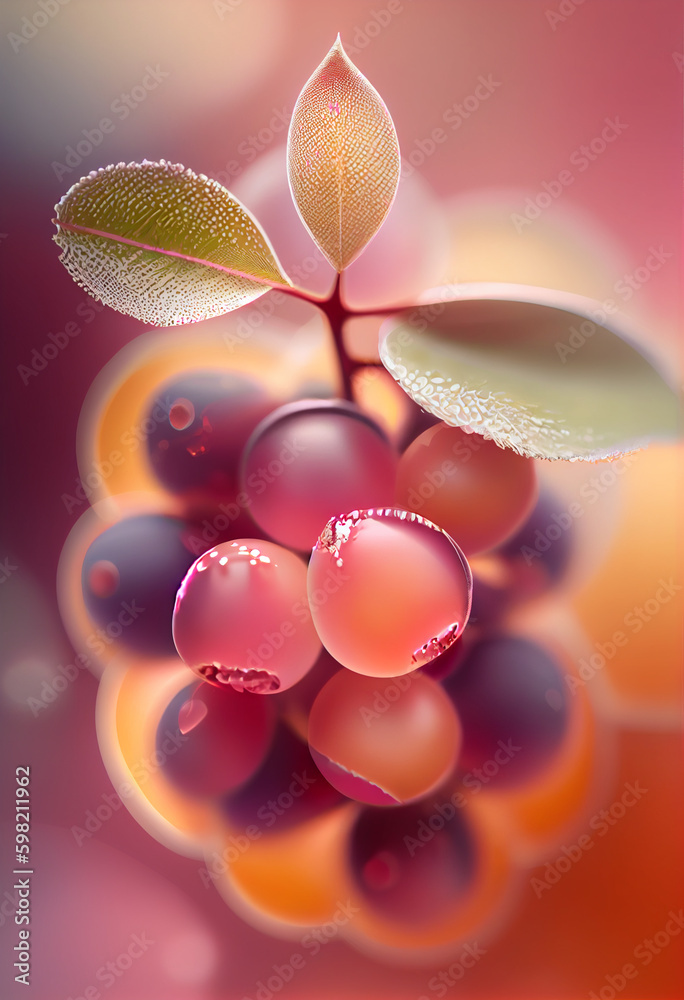 Poster beautiful abstract mulberry concept, contemporary on bright bokeh background 3d pink and peach color