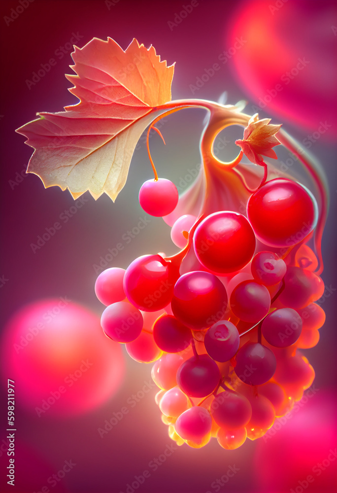 Poster beautiful abstract juneberry concept, contemporary on bright bokeh background 3d pink and peach colo