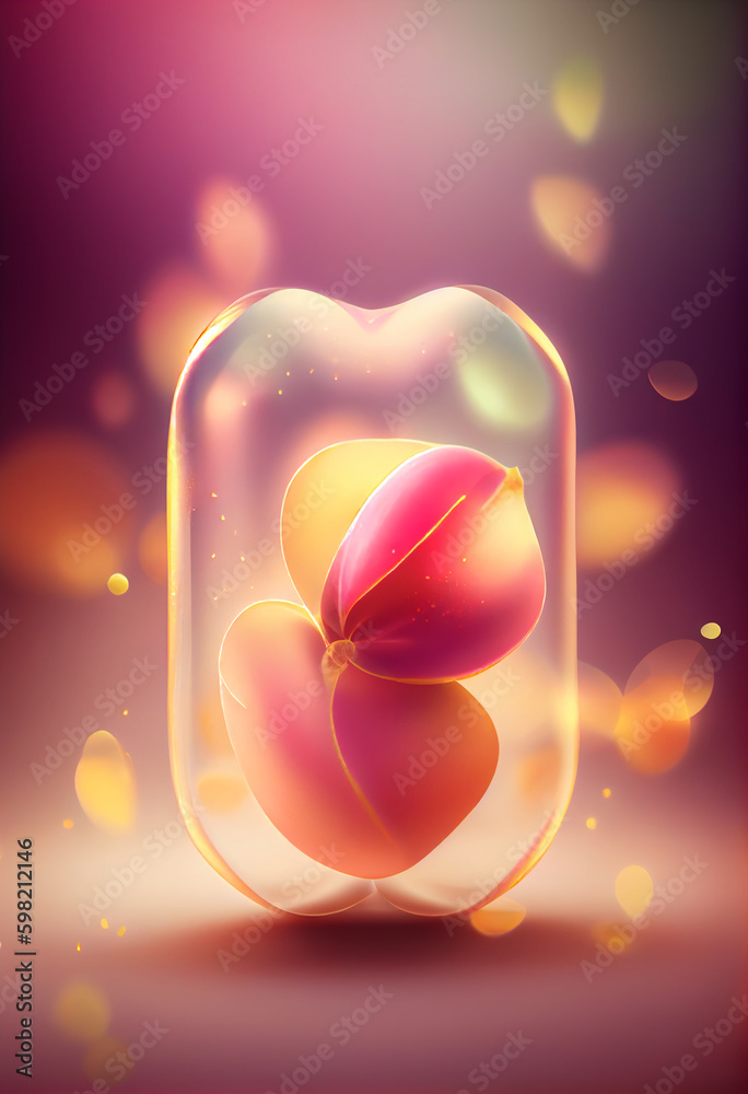 Poster beautiful abstract jaboticaba concept, contemporary on bright bokeh background 3d pink and peach col