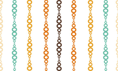 pattern with chains in vintage earth tone color, green orange yellow brown, on white background repeat seamless pattern design for fabric printing 