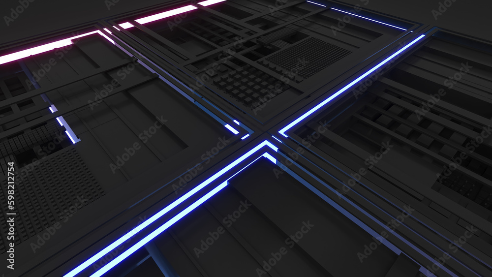 Poster concept of the future of cyber technology,nanotechnology computational structure technology,3d rende
