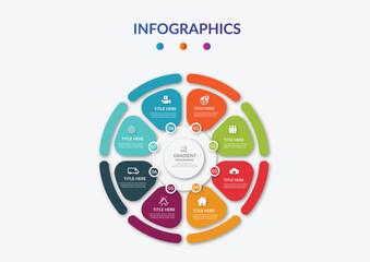 Processes infographics elements for presentation flowchart template