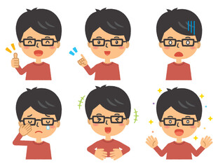 上半身　人物　イラスト　喜怒哀楽