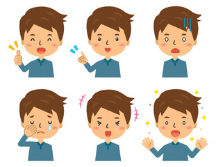 上半身　人物　イラスト　喜怒哀楽