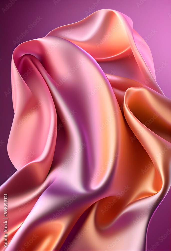 Poster beautiful abstract flower lilac from smooth elegant transparent fabric concept, contemporary on brig