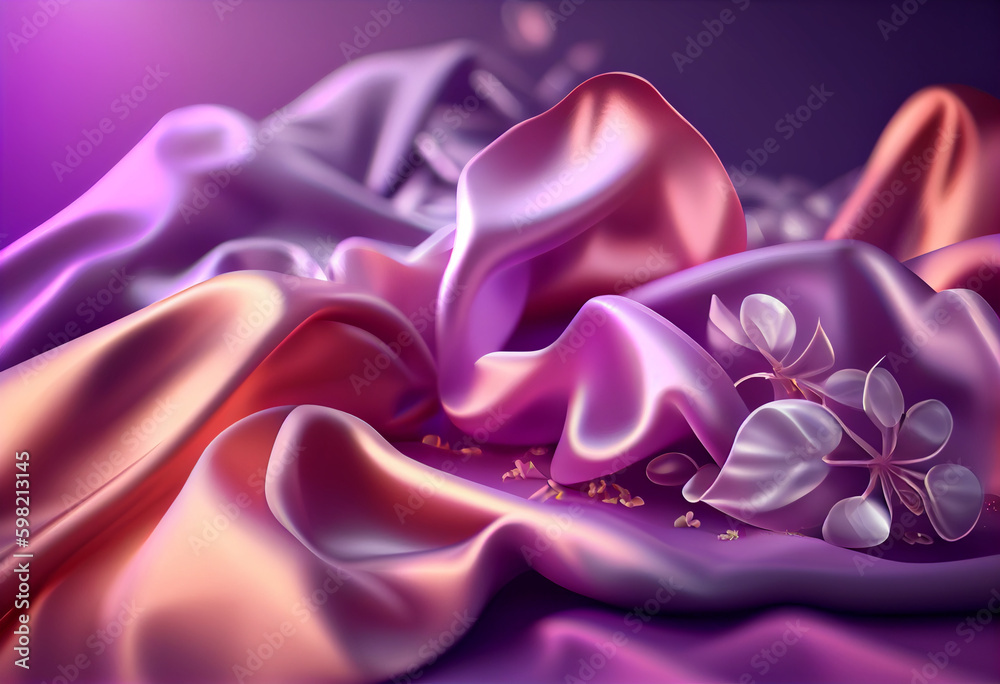 Aufkleber beautiful abstract flower lilac from smooth elegant transparent fabric concept, contemporary on brig
