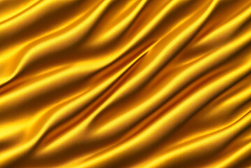 Fototapeta premium The texture of the satin or silk fabric is yellow with the effect of lava or oil. Abstract yellow background. Generative AI