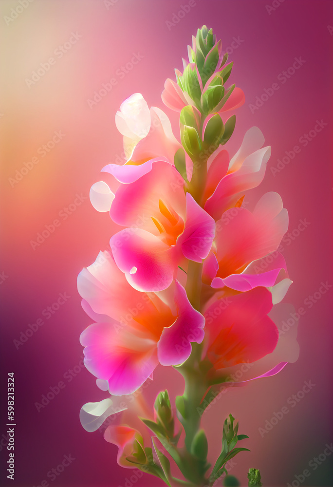 Poster beautiful abstract flower snapdragon from smooth elegant transparent fabric concept, contemporary on