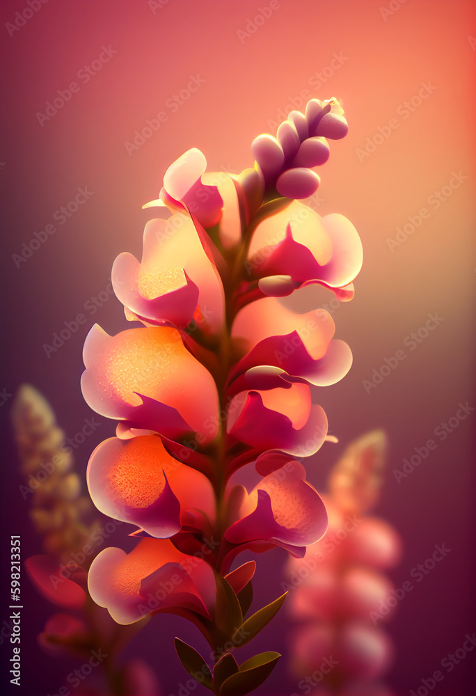 Poster beautiful abstract flower snapdragon from smooth elegant transparent fabric concept, contemporary on