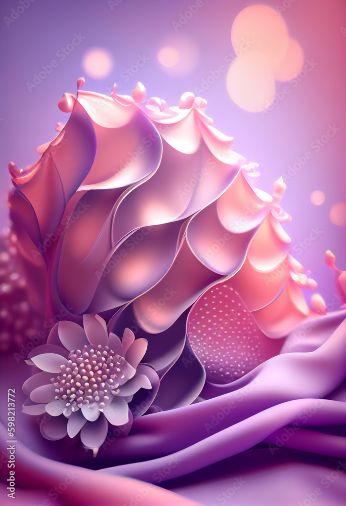 Aufkleber beautiful abstract flower lavender from smooth elegant transparent fabric concept, contemporary on b