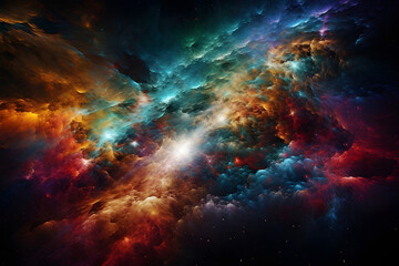 Obraz na płótnie Canvas Colorful deep space cloud universe image and bright illustration colors - IA Generated