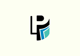 logo design template letter P with paper print symbol and visualism - obrazy, fototapety, plakaty