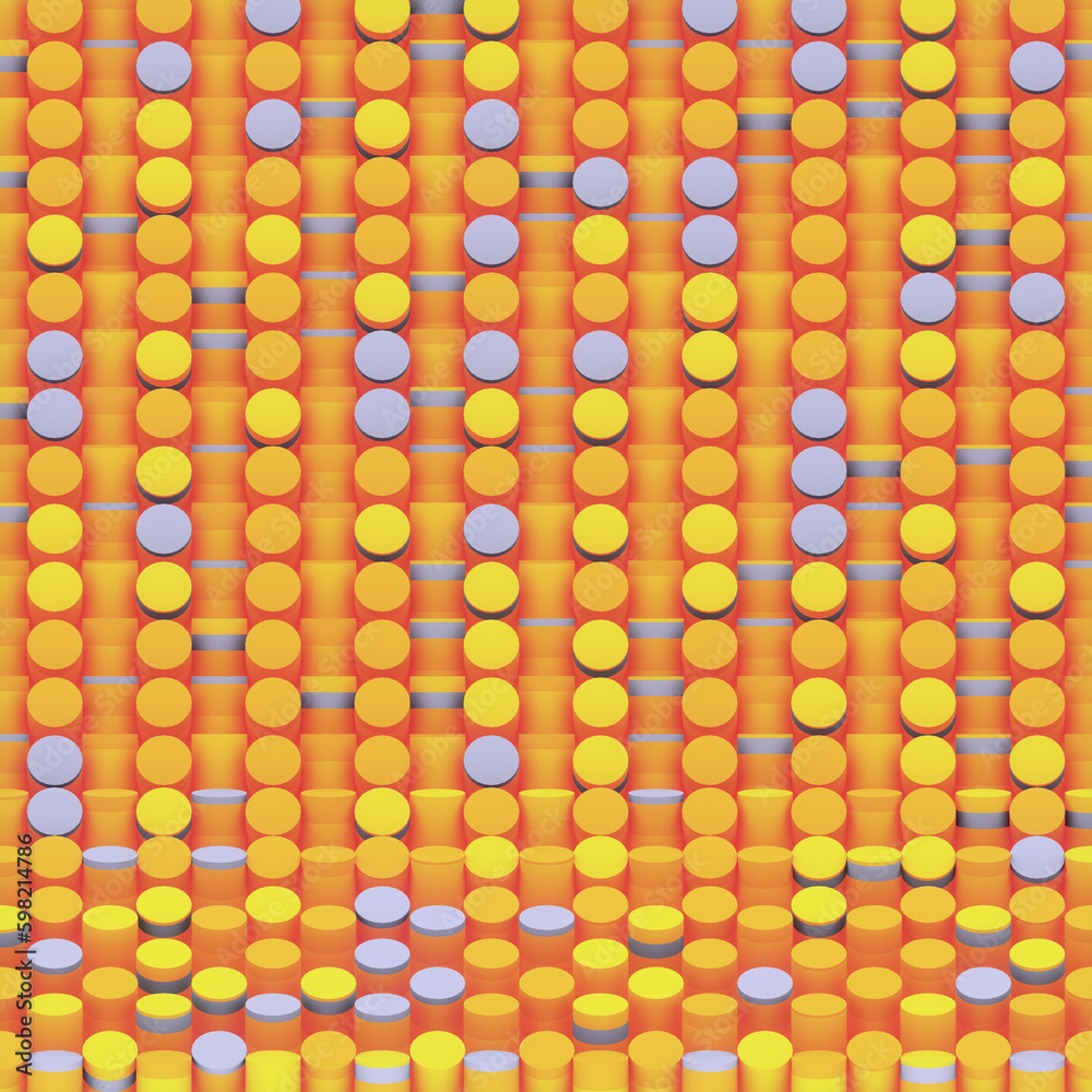 Aufkleber Pattern of random color cylinders. Abstract background. Geometric texture. 3d rendering digital illustration