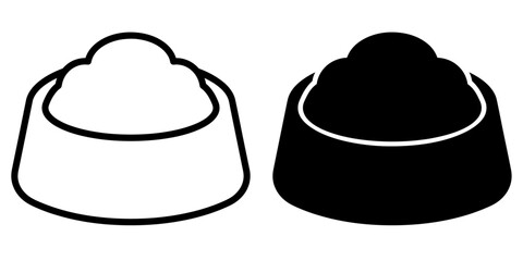 ofvs369 OutlineFilledVectorSign ofvs - dog bowl with food vector icon . pet food sign . isolated transparent . black outline and filled version . AI 10 / EPS 10 / PNG . g11709