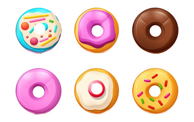 set vector illustration of multicolored glaze on donut isolated on white background Generative AI