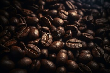 Coffee bean background with graphic print. Generative AI