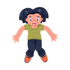 Happy Girl Jumping High with Joy and Excitement Feeling Freedom Vector Illustration