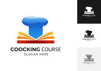Set of Chef hat and book logo suitable for cooking class