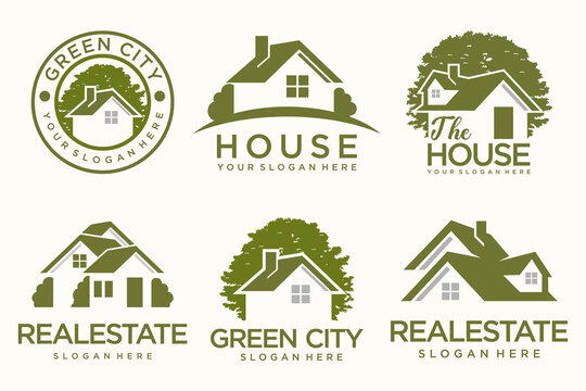 Real Estate logo,Builder logo,Construction logo Color design template vector illustration.green city