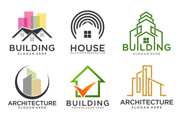 Real Estate Logo, house logo and building logo icon set .design template vector illustration