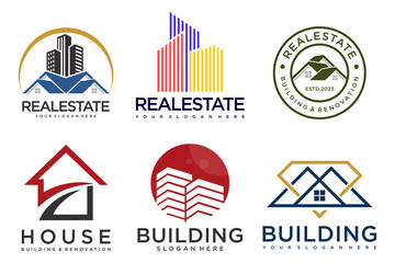 Real Estate Logo, house logo and building logo icon set .design template vector illustration