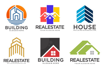 Fototapeta premium Real Estate Logo, house logo and building logo icon set .design template vector illustration