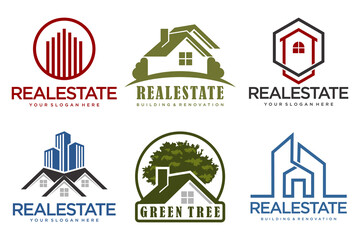 Real Estate Logo, house logo and building logo icon set .design template vector illustration