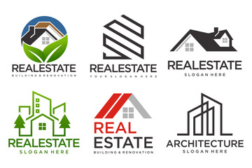 Real Estate Logo, house logo and building logo icon set .design template vector illustration