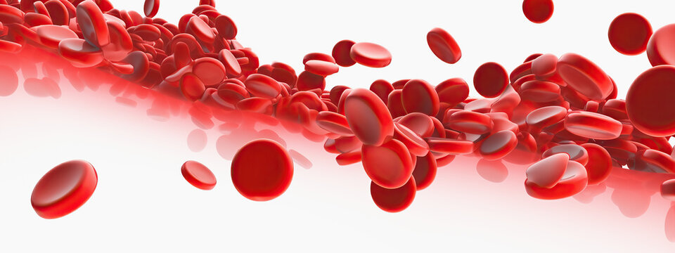 Human red blood cells flowing, generative ai.